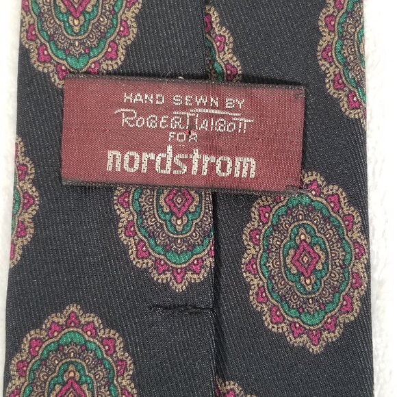 Robert Talbott Hand Sewn Tie for Nordstrom Silk Wool Medallion 3 1/8 x 57 3/8 - Picture 6 of 12